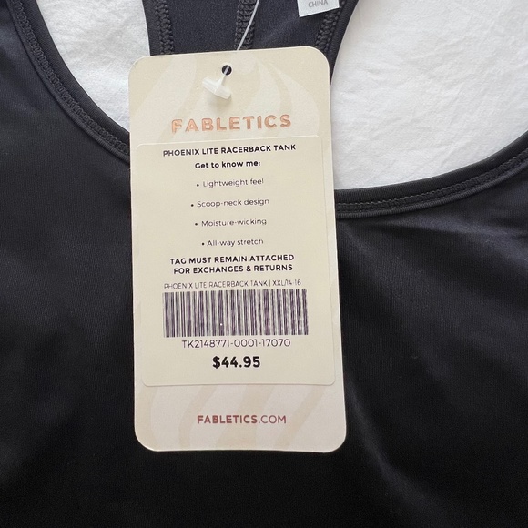 NWT Fabletics Pheonix Lite Racerback Tank in Black size XXL - Picture 3 of 3